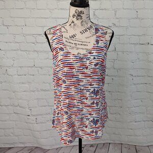 Joie blue red blue french love Silk blouse XS